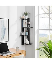 Danya B Alvar Corner 4-Tier Floating Ledge Column Wall Shelf - Black