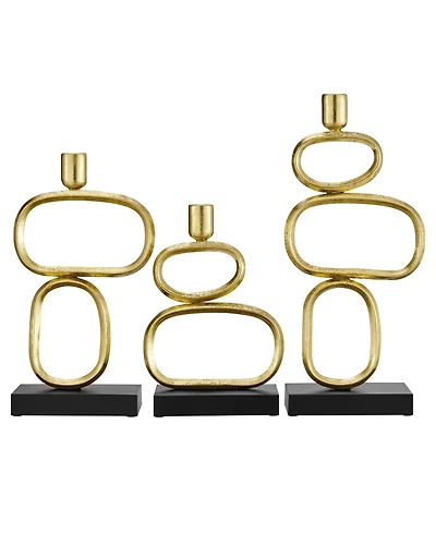 Danya B Eduardo Gold and Black Candlestick Candle Holders - Set of 3