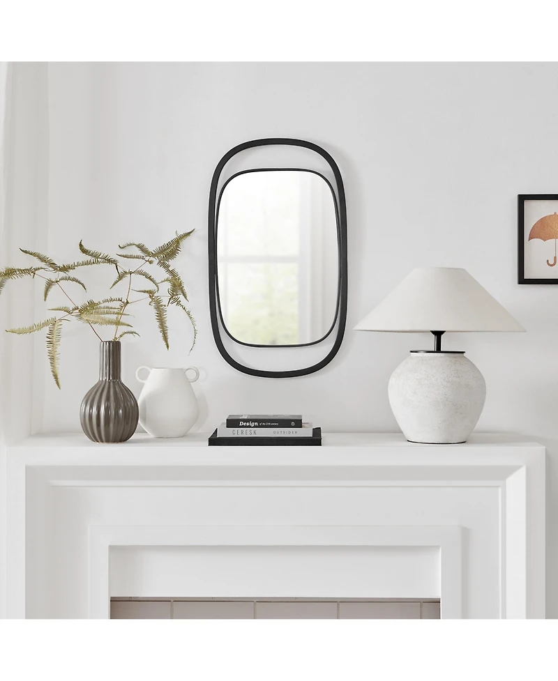 Danya B Sonya 29.6-inch Contemporary Rectangular Wall Mirror with Black Iron Frame
