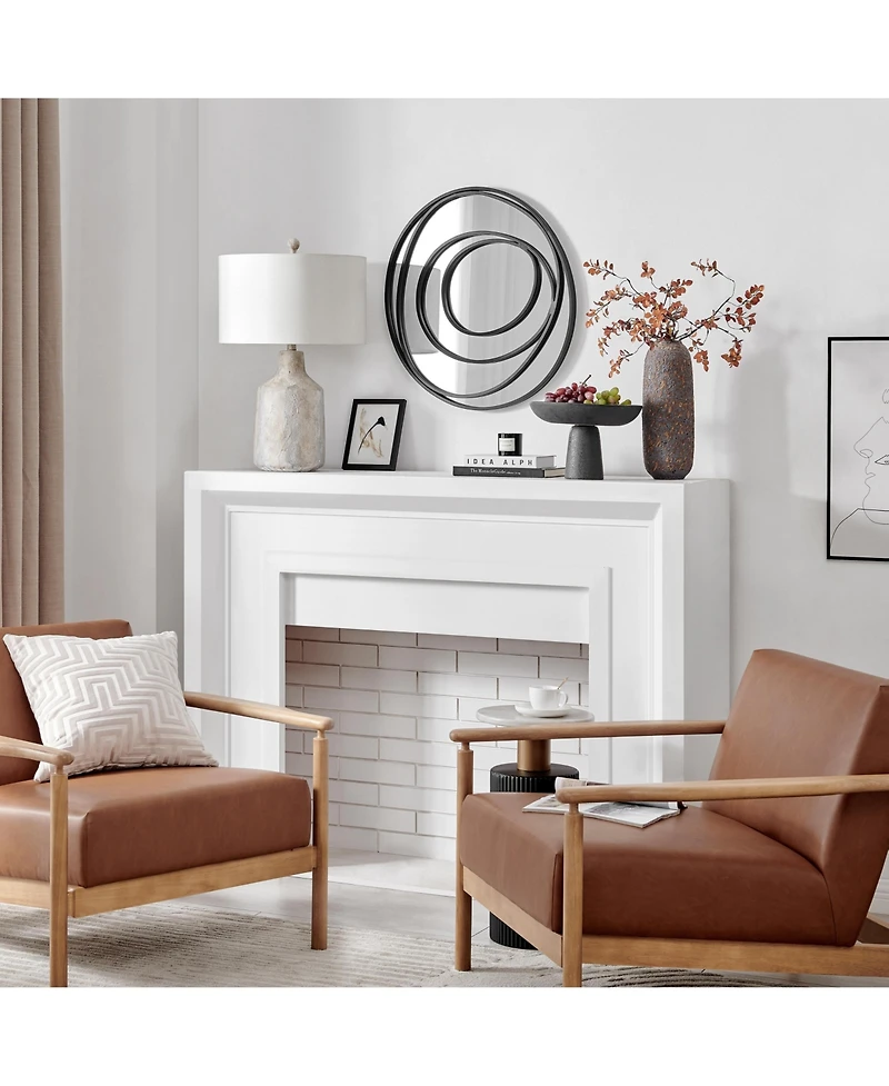 Danya B Sonya 25.5-inch Contemporary Continuous Circles Wall Mirror with Black Iron Accents