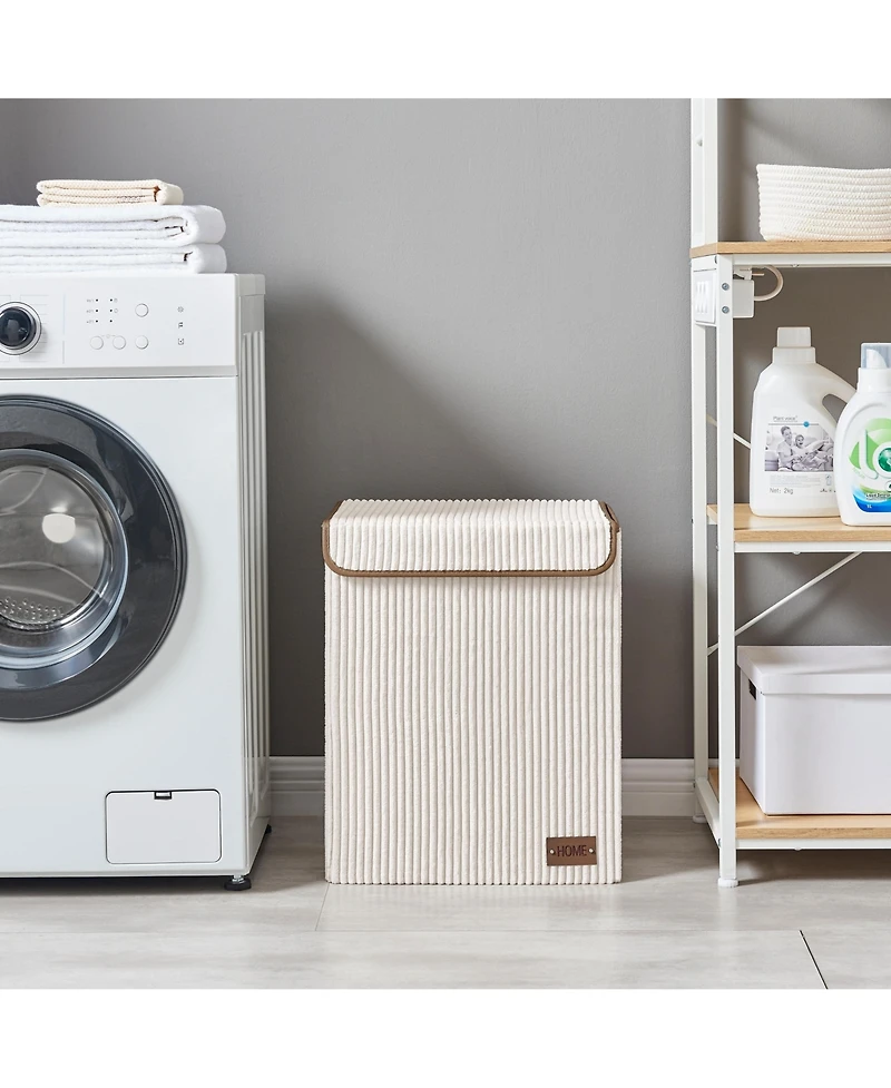 Danya B Collapsible Corduroy Laundry Hamper Storage