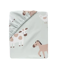 Bedtime Originals Baby Farmyard Friends Sage Green Nursery Fitted Crib Sheet