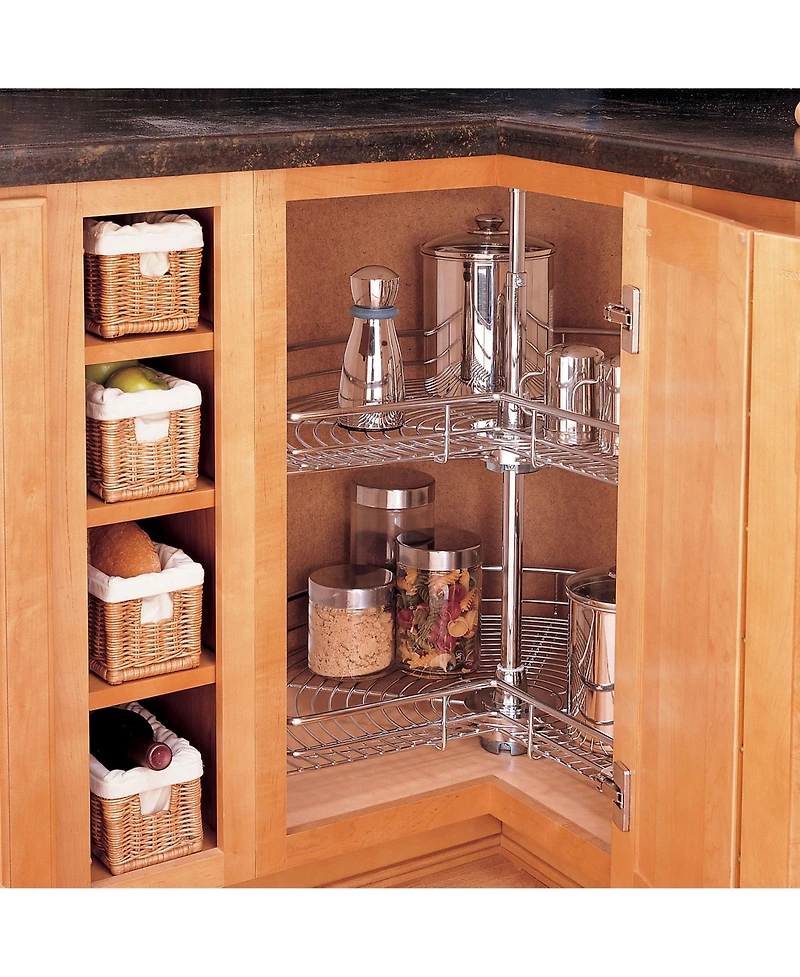 Rev-a-Shelf 28" Lazy Susan Kidney-Shaped 2-Shelf Corner Cabinet, Chrome, 5472-28CR