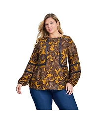 Avenue Women's Plus Bridget Lace Detail Blouse Tops