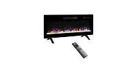 Flynama 42" recessed ultra-thin wall-mounted electric fireplace with tempered glass, remote, Led heater, multi-color flame & emberbed