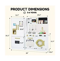 Kinder King Pretend Play Kitchen Wooden Toy Set for Kids with Sounds, Utensils, Oven & Microwave, Gift for Age 3+