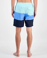 Club Room Men's Colorblocked 7" Swim Trunks, Created for Macy's