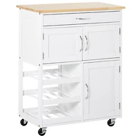 Boyel Living Rolling Portable Small Kitchen Island Cart on Wheels with Solid Wood Top, Carts Mobile Movable with 3 Drawers and Storage Shelves Cabinet