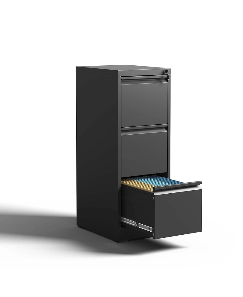 Boyel Living 3 Drawer Metal Vertical File Cabinet with Lock Office Home Steel Vertical File Cabinet for A4 Legal/Letter Size