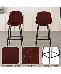 Boyel Living Set of 2 Modern Pu Leather Bar Stools with Swivel Base