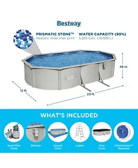 Bestway Hydrium 20 x 12 x 48" Steel Wall Oval Above Ground Swimming Pool Set