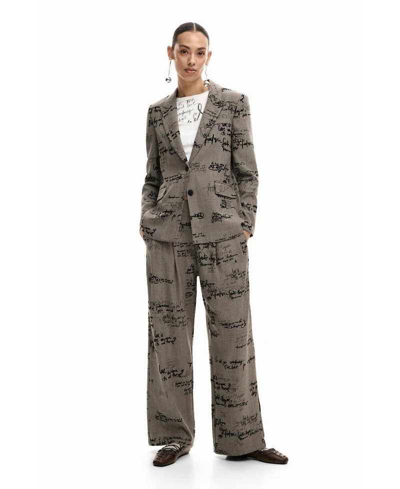 Desigual Women's Blazer with lettering and checks
