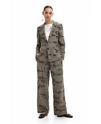Desigual Women's Blazer with lettering and checks