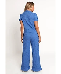 Petal and Pup Women's Katya Embroidered Pants - Cobalt