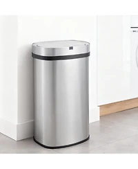 Mega Casa 18 Gallon Stainless Steel Oval Motion Sensor Trash Can for Kitchen