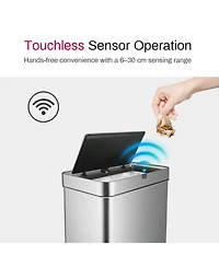 Mega Casa 18 Gallon Stainless Steel Rectangular Motion Sensor Trash Can for Kitchen