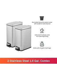 Mega Casa 1.6 Gallon Rectangular Step-on Trash Can Set