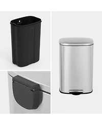 Mega Casa 13+2.1 Gal Oval Stainless Steel Step-on Trash Can Set