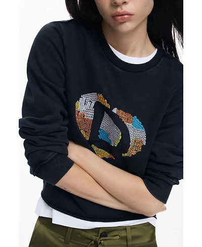 Desigual Women's Sweatshirt with heart embroidery