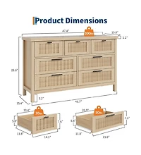 gaomon 7 Drawer Dresser with Textured Fronts, Wide Storage Chest for Bedroom, Living Room, Entryway, Tv Stand, Wood