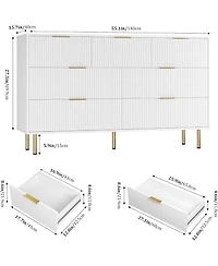 gaomon 7-Drawer Modern Fluted Wood Dresser with Gold Handle, Large Chest Storage Organizer for Bedroom, Closet, Living Room, Hallway, White