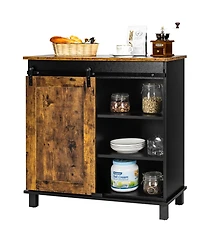 Costway Kitchen Buffet Storage Cabinet Sideboard w/Sliding Barn Door Wine Rack