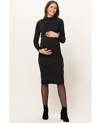 Hello Miz Maternity Mock Neck Long Sleeve Side Slit Sweater Dress