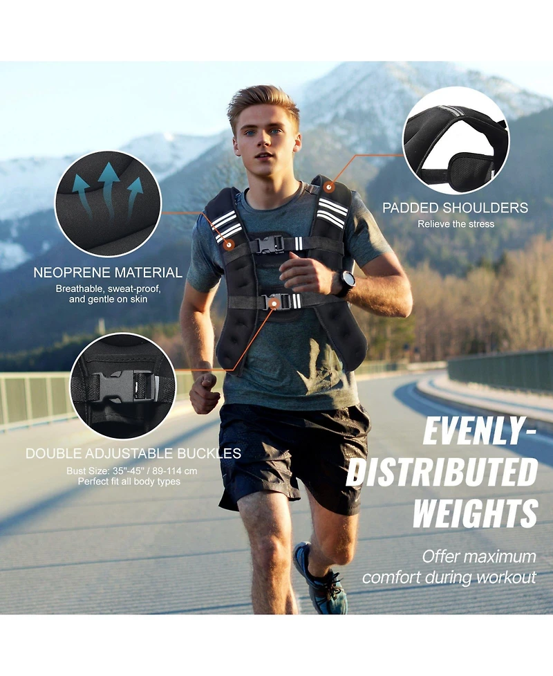 Mecale Weighted Vest, 20 lb Adjustable Training Vest with Reflective Stripe and Buckle for Men and Women