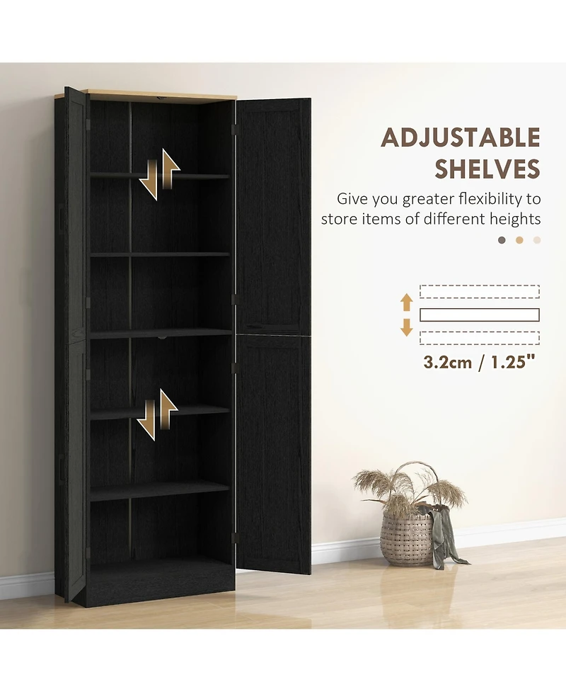 Homcom 67" Kitchen Pantry Storage Cabinet w/ Shelves, Distressed