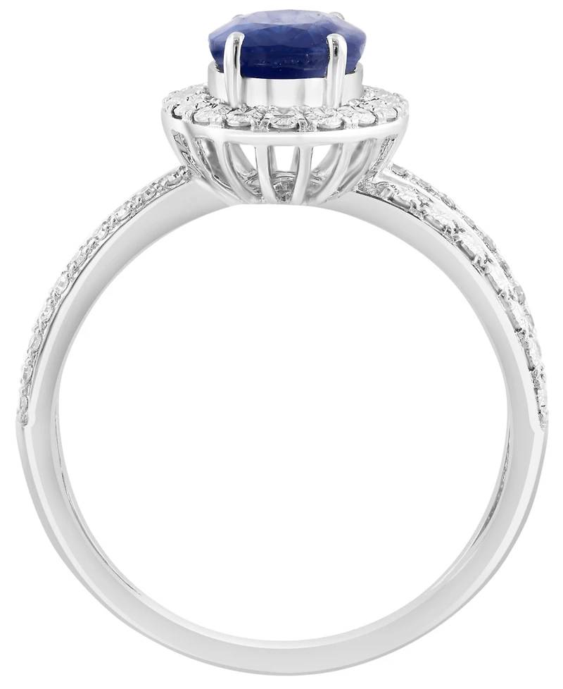 Effy Collection Sapphire (1-3/8 ct. t.w.) And Diamond (1/10 ct. t.w.) Ring in 14k White Gold