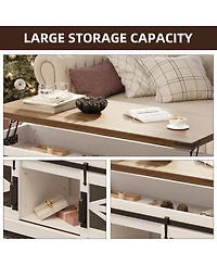 gaomon Lift-Top Coffee Table, 47.2" Rustic Wood, Multifunctional Convertible Center Table with Ample Storage, Living Room