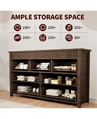 gaomon 7-Drawer Farmhouse Dresser Bedroom Wooden Chest, Fluted Tv Stand Storage Organizer for Living, Home Office