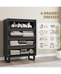 gaomon 4 Dresser for Bedroom, 41inch Tall Dresser, Freestanding Vertical Drawer Cabinet with Storage, Wooden Closet Storage Chest for Living Room
