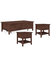Furniture Hedworth Wood Rectangle Coffee Table with 2 Square End Tables Set