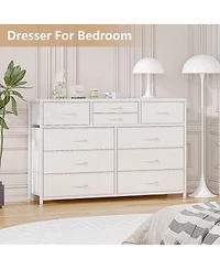 gaomon 10-Drawer Modern Fabric Dresser for Bedroom, Large Storage Chest, 45" Tv Stand, Living Room, Hallway Organizer