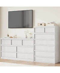 gaomon 7-Drawer Modern Tall Wooden Dresser, 46" Large Storage Chest Organizer for Bedroom, Living Room, Nursery, White