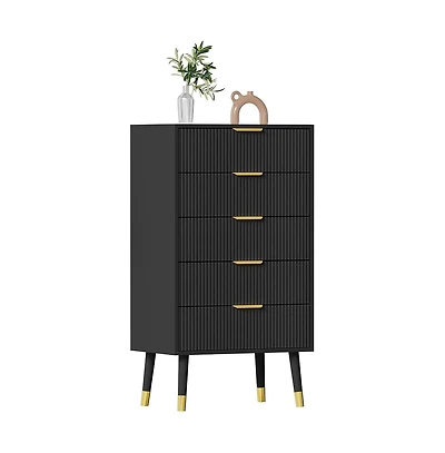 gaomon 5-Drawer Modern Fluted Dresser, 57" Wide, Wood Chest Organizer for Bedroom, Closet, Living Room, Storage, Natural