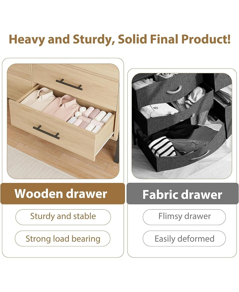 gaomon 7-Drawer Polished Engineered Wood Dresser, Chic Cabinet Legs, Waterproof Desktop