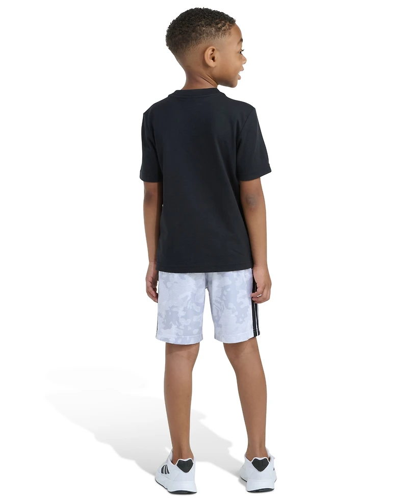 adidas Boys' 2T-7 T-Shirt and Printed Camo Shorts, 2-Piece Set