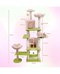 Aostirmotor 71'' Cat Tree with large condo removable flower cushion