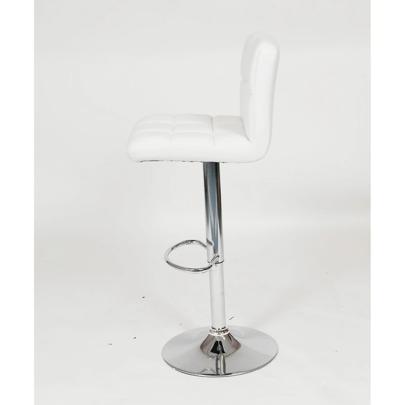 Simplie Fun Faux Leather Adjustable Hydraulic Bar Stool, Set of 2, White