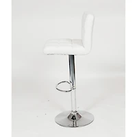 Simplie Fun Faux Leather Adjustable Hydraulic Bar Stool, Set of 2, White