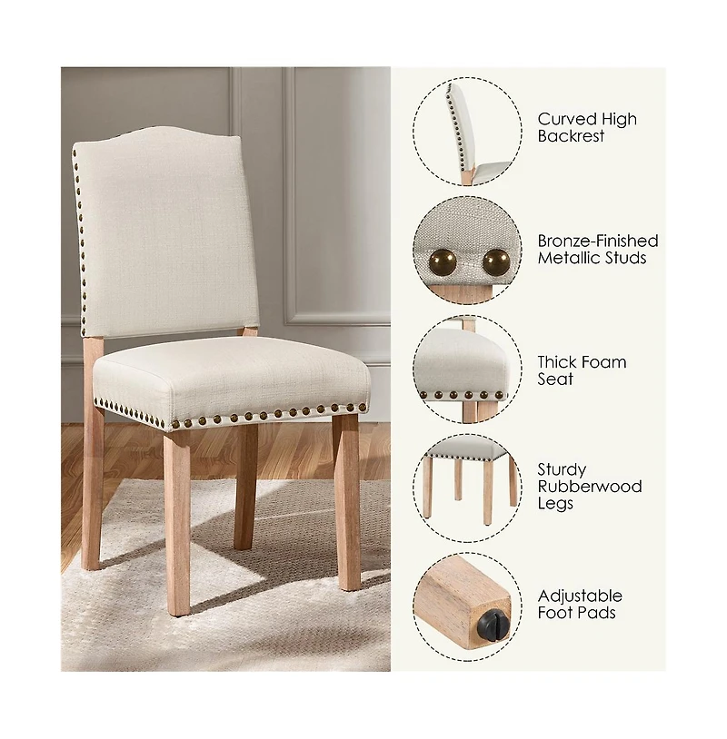 Yaheetech 2PCS Upholstered Kitchen Chairs Dining Room Chairs