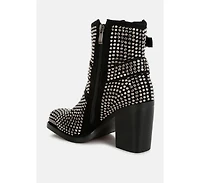 Babbon Studded Harness Detail Ankle Boots