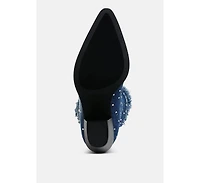 Savant Diamante & Rhinestones Denim Boots