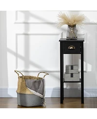 Homcom 29" 2-Tier Side Table with Drawer Shelf, End Table for Living Room,