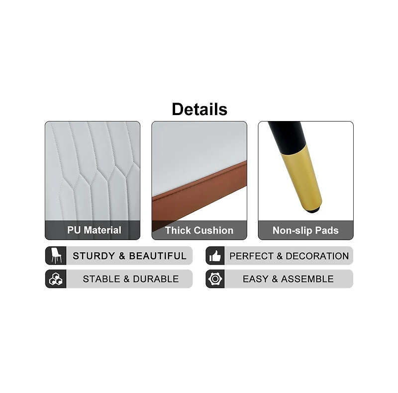 Streamdale Furniture Modern Light Gray/Brown Pu Leather Dining Chair - Set of 4