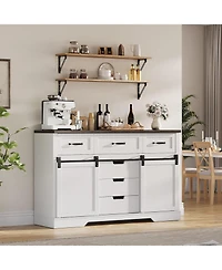 gaomon 6-Drawer, Sliding Barn Doors, Rustic Wood Chest Tv Stand Farmhouse Dresser