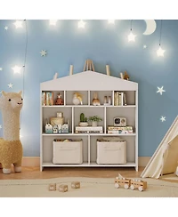 gaomon 9-Cubby Children's Bookshelf, Toy Organizer, White Wooden Bookcase, Nursery, Playroom, Kids Room