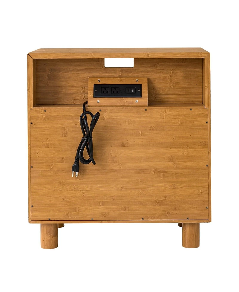 Cesicia 26" H Modern Nightstand Bedside Table with Charging Station, 2 Drawers, Large Mid Century End Table for Bedroom, Living Room